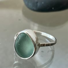 The Classic Ring | Sea Glass Ring – Kate Samson Design Sea Glass Ring, Timeless Ring, Beachglass Jewelry, Modern Jewellery, Pottery Inspo, Glass Ring, Glass Jewellery, Bezel Ring, Classy Jewelry