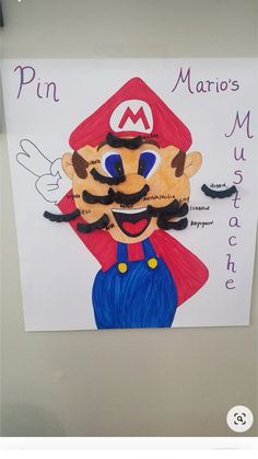 a paper cut out of mario's mushroom with his mustache and moustache