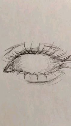 a drawing of an eye with long lashes