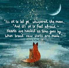 a fox sitting on top of a body of water next to a moon and the words, it's ok to go whipped the moon