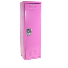 a pink metal locker on a white background