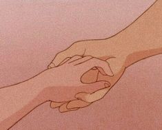 two hands holding each other in the middle of a pink background with white writing on it