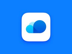 an app icon with two clouds in the middle and one cloud above it on a blue background