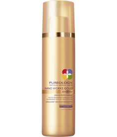 Pureology Nanoworks Gold Shampoo renews softness, manageability, and shine to dull, coarse, brittle, or very dry color-treated hair with key ingredients Keravis and Golden Marula Oil and a signature aromatherapy blend of Dewy Pear, Ylang Ylang, and Golden Amber. Hair type: Colored Hair, Dry Hair How to use: Apply a dime-sized amount to wet hair at the scalp. Lather and work down to the ends. Rinse. For extra cleansing, repeat. For best results, follow with Nanoworks Gold Conditioner and Color Fa Hair Care Tools, Aging Hair, Aromatherapy Blends, Mom Gift Ideas, Marula Oil, Benzoic Acid, Sulfate Free Shampoo, Natural Shampoo, Color Treated Hair