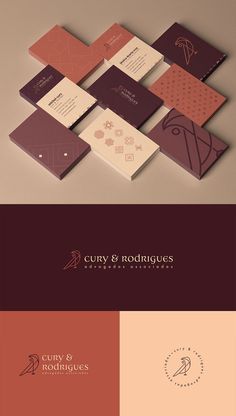 the logo for curry & boutiques is shown on top of several different business cards