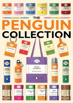 the penguin collection book cover with many different items