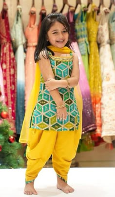 Haldi Outfit For Kids Girl, Kids Dhoti Dress For Girl, Kids Ethnic Wear Indian, Frocks For Kids, Flared Palazzo, Kids Dress Collection, Kids Ethnic Wear, Kids Blouse Designs