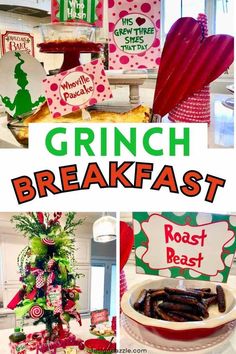 Grinch Pancakes Christmas Breakfast, Grinch Breakfast Menu Ideas, Grinch Christmas Brunch Ideas, Grinch Breakfast Food, The Grinch Breakfast Ideas, Grinchmas Brunch Ideas, Grinchmas Breakfast Ideas, Whoville Breakfast, Grinch Christmas Breakfast