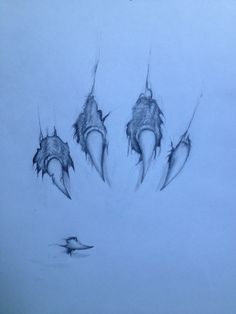 an ink drawing of three birds in the snow