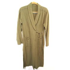 Raquel Allegra Olive Green Waffle Cotton Shawl Robe Ra Size 1 / Women Sz S Measurements Are As Follows: 17" Shoulder To Shoulder 19" Armpit To Armpit 24" Hip Side To Side 46" Shoulder To Hem The Righteous Find - Quality, Stylish And Affordable Wears For The Body And Home Condition Pre-Owned Seller Notes “Very Good. The Robe Shows Very Minor General Wear; But Overall It Is In Great Shape With No Notable Stains Or Flaws. Please View The Photos To Evaluate The Condition.” Read Lessabout The Seller Notes Pattern Solid Sleeve Length Long Sleeve Neckline Collared Closure Tie / Button Size 1 / S Garment Care Machine Washable Color Green Material Cotton Fabric Type Textured Cotton Brand Raque Cotton Shawl, Raquel Allegra, Green Material, Women's Intimates, Olive Green, Shawl, Overalls, Cotton Fabric, Sleeve Length