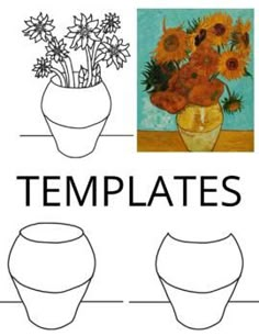 an image of vases with sunflowers in them and the words templates