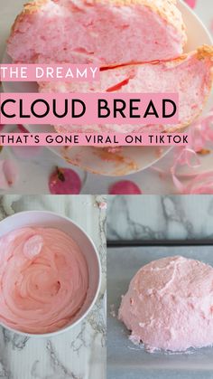 pink cake with icing on top and the words cloud bread that's one variation tiktok