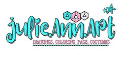 the logo for an art studio that is painted in bright blue and pink with some type of lettering on it