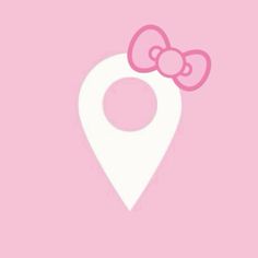 a pink and white pin with a bow on it's head in the shape of a map