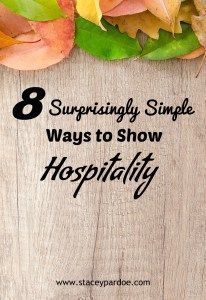 autumn leaves with the words, 8 surprising simple ways to show hospitality on it