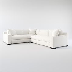 Ethan 2-Piece Hybrid Comfort Sectional with Right-Facing Sofa - Bloke Snow American Signature Furniture, Value City Furniture, Living Room Sectional, City Furniture, Classic Silhouette, Corner Sofa, Living Room Sofa, Home Living Room, Clean Lines