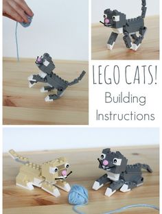 lego cats building instructions to make them look like they're playing with yarn