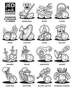 an image of different types of tattoos and their meanings in the style of cartoon characters