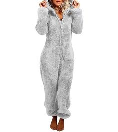 PRICES MAY VARY. Fleece Do Not Bleach This women's warm One-Piece Pajamas are made of fluffy fleece,which is very soft inside and out and come with in fun designs, solid color, two ears,long sleeve and elastic ankle cuffs;Womens fuzzy fleece pjs set,provide you warm and trendy chic looking in cold weather Women's onesies fleece pajamas with zip up hoodies, which is not only cute and warm ,but also easy to put on and take off; casual loose fit long pants jumpsuit sleepwear playsuit allow you the Pyjamas Onesie, Pijamas Women, Satin Pyjama, Womens Onesie, Warm Pajamas, Teddy Fleece, Onesie Pajamas, Winter Pajamas, Body Suit Outfits