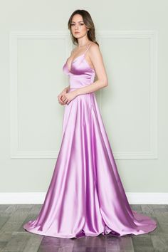 Purple V-neck Prom Gown, V-neck Dress With Sweep Train For Debutante Ball, Elegant V-neck Gown With Corset Back, Formal V-neck Gown With Corset Back, V-neck Dress For Debutante Ball With Fitted Bodice, Fitted Bodice V-neck Dress For Debutante Ball, V-neck Maxi Dress With Back Opening For Prom, Bias Cut Maxi Dress With Fitted Bodice For Prom, V-neck Prom Ball Gown With Fitted Bodice