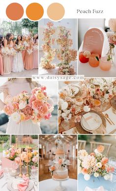 peach and gold wedding color palettes for the bride's bridaly day