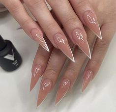 Tip Nail Designs, Acrylic Nails Stiletto, Sharp Nails, Work Nails, Pink Acrylic Nails