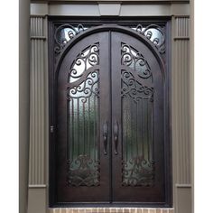 GID forged iron insulated double door with square top and water cubic glass Front Double Door, Door Stand, Iron Front Door, Iron Entry Doors, Elegant Entryway, Rod Iron, Doors Exterior, Double Entry Doors, Double Front Doors