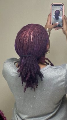 Purple locs, locs Purple Locs Black Women Natural Hair, Plum Locs Black Women, Dark Purple Locs Black Women, Purple Hair Locs, Purple Dyed Locs, Colors For Locs, Dark Purple Locs, Magenta Locs, Purple Locs Black Women