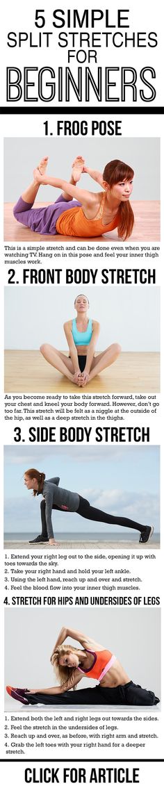 a woman doing yoga poses with the words, 5 simple exercises for beginner's