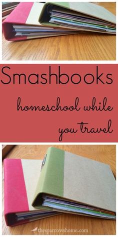 some books are stacked on top of each other with the words, smashbooks homeschool