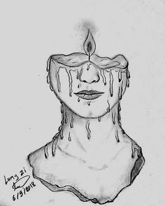 a drawing of a man's face with water dripping from his mouth