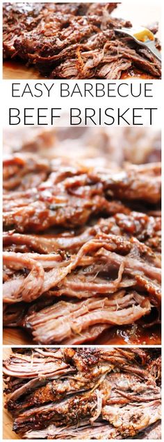 an easy barbecue beef - brisket recipe is shown here