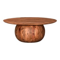 a wooden table with a round base on it's end and wood grain in the middle