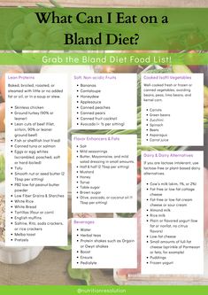 What Can I Eat on a Bland Diet? Foods Good For Your Gallbladder, Bland Diet Food List For Gerd, Bland Diet Meals, Brat Diet List, Bland Diet Food List For Gallbladder, Bland Diet Recipes Gallbladder, Brats Diet, No Gallbladder Food List, Bland Diet Recipes For Upset Stomach