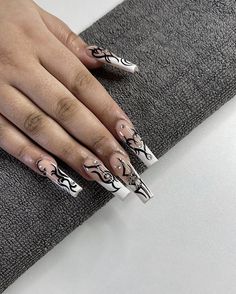 Acrylic Nail Designs Classy, Ballerina Acrylic Nails, Bday Nails, Spring Acrylic Nails, Hippie Nails, Punk Nails, Goth Nails