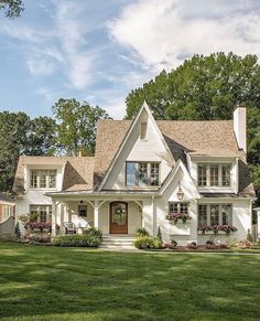 a large white house with lots of windows