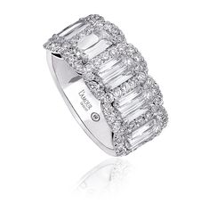 A beautiful wedding band from the Crisscut collection, featuring oval diamonds with halos of Pav&‌eacute; diamonds in a white gold setting. Diamond Anniversary Rings Eternity Bands, Thick Diamond Wedding Band, Wide Diamond Wedding Bands, Crisscut Diamond, Huge Diamond Rings, Wide Diamond Bands, Gorgeous Wedding Bands, Anniversary Rings For Her, Beautiful Wedding Bands