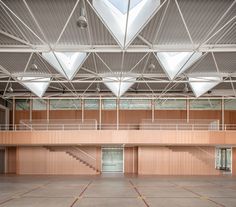 the inside of an empty building with multiple floors