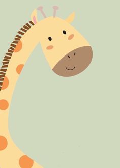 a cartoon giraffe with brown spots on it's face