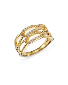 Bloomingdale's Diamond Double Link Ring in 14K Yellow Gold, 0.25 ct. t.w. - 100% Exclusive Mini Jewelry, Link Ring, Light Jewelry, Diamond Jewelry Necklace, Gold Ring Designs, Fine Ring, Peoples Jewellers, Rings Jewelry Fashion, Linking Rings