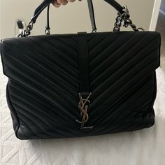 Authentic Ysl Bag. Leather Shoes Little Sign Of Wear (Willing To Negotiate) Ysl Black Large Bag, Saint Laurent Bags, Yves Saint Laurent Bags, Large Bags, Ysl Bag, Leather Shoes, Yves Saint Laurent, Saint Laurent, Bag Lady