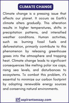 Paragraph on Climate Change in English (100, 150, 200, 250 Words) | More samples are on the blog for students Paragraph Examples Student, 5 Paragraph Essay Examples, Importance Of Trees Essay, Essay Body Paragraph, Pollution Essay In English, Climate Changing, Short Paragraph