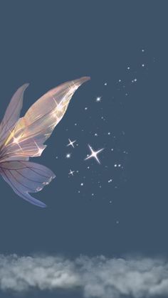 a fairy flying through the sky with stars