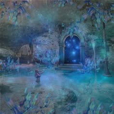 an image of a fantasy scene with a person in the water