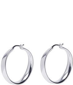 From Argento Vivo&#x2C; the Sterling Silver Flat Curve Edge Hoop Earrings feature:Hoop earringsSterling silverApprox. 1.37" diameterClick top closureImported. Sterling Silver Jewelry Earrings, Silver Flats, Accessories Jewelry Earrings, Silver Hoops, Silver Hoop Earrings, Sterling Earrings, Sterling Silver Earrings, Piercings, Jewelry Accessories