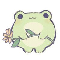 a drawing of a frog holding a flower