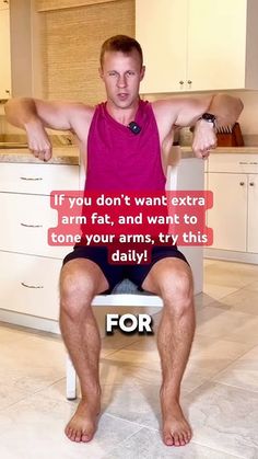 If you don’t want extra arm fat, and want to tone your arms, try this daily! #seniorfitness Arm Weight Exercises, Kitchen Exercises, Beginner Mobility, Easy Arm Workout, Arm Workout Challenge, Exercise Moves, Arm Flab, Tone Your Arms