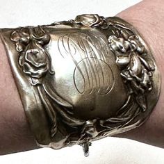 Thanks For Looking At This Handmade One Of A Kind Cuff Bracelet Made With Antique Silverplate From The Victorian Art Nouveau Era.. About 95 Years Old. I Preserved This Stunning Antique From Destruction In History 2.75 Inches Wide + Fits Wrist 6.5-7 , If You Need Larger Or Smaller Contact Me 47.6 Grams Silver, Statement, This Is Handmade And Is Imperfectly Perfect, Lady, Handmade And Imperfectly Perfect Monogram - Sorry I Cannot Read Unique Cuff Bracelet For Formal Occasions, Unique Cuff Bangle For Formal Occasions, Victorian Bangle As Gift, Elegant Engraved Cuff Bracelets, Luxury Engraved Cuff Jewelry, Formal Engraved Cuff Bracelet, Wedding Hallmarked Cuff Bracelet, Victorian Cuff Bracelet For Wedding, Handmade Luxury Cuff Bracelet For Wedding