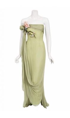 1920s Evening Gowns, Hollywood Costume, Couture Gown, White Cocktail Dress, Strapless Gown, Silk Print Dress, Couture Gowns, Dress Measurements, Silk Chiffon