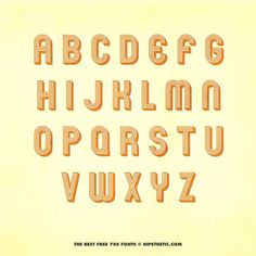 the upper and lower case of an orange font